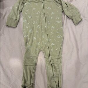 Sage Green Kids Footie with Leaf Design